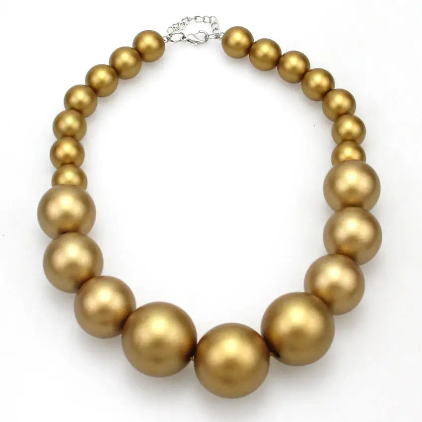UKEN Women Imitation Pearl Beads Chain Maxi Necklace Fashion Jewelry Statament Choker Necklace For Dress Accessories
