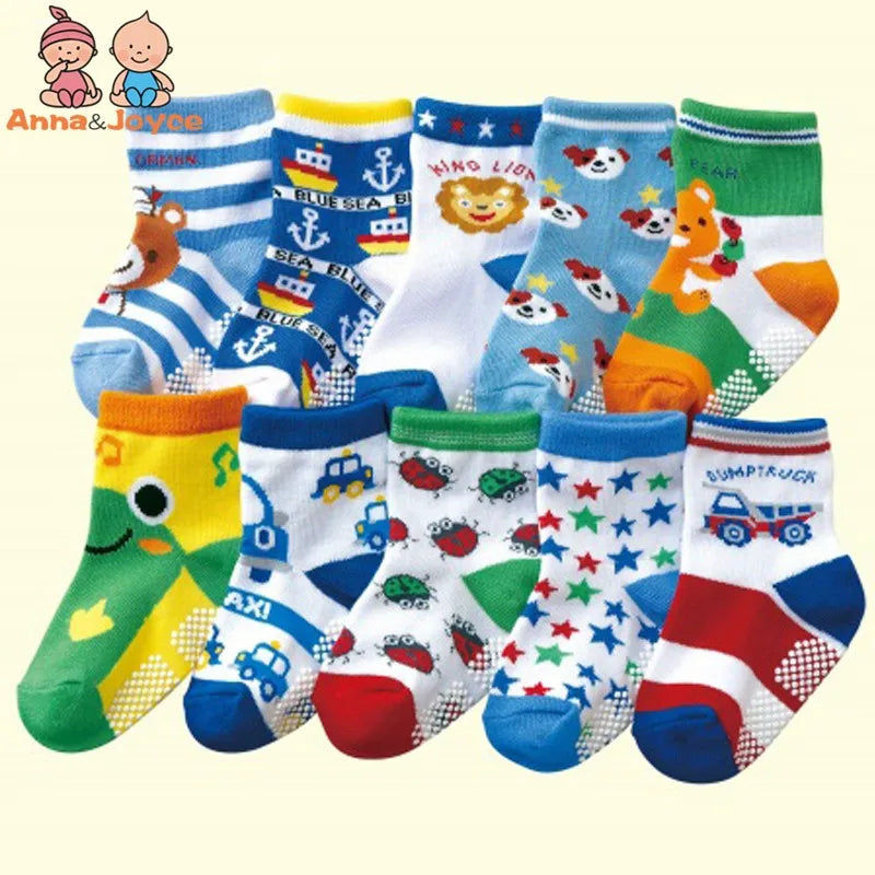 12 Pairs/Lot Cotton Baby 's Floor Socks Boys Girls Non-slip Boat Low Cut Sock with Rubber Grips 1-5Years