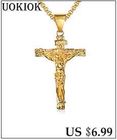 Fashion Byzantine Chain,Christ Cross Stainless Steel Long Necklace for Men Gold Color Statement Necklace Jewelry collares largos