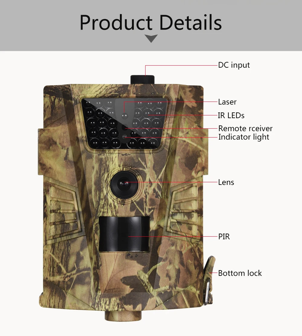 12MP Waterproof Hunting Trail Camera 850NM Night Vision HT001B Wild Surveillance Photo Traps for Wildlife Tracking