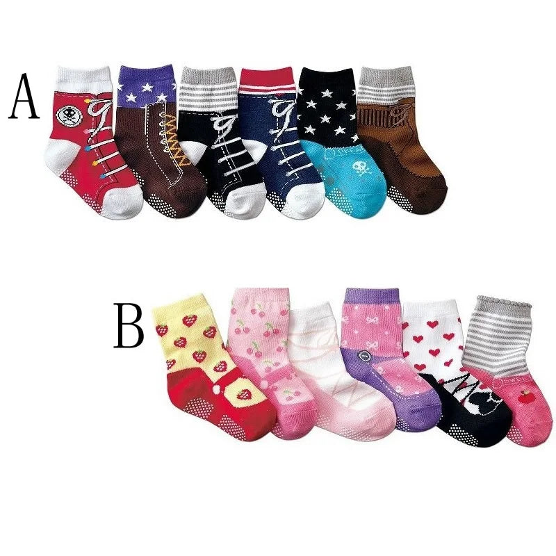 6Pairs Children Socks Baby Boys Shoes non-slip Floor Shoe Bebe Slippers casual cotton Child pantufa Short Socks