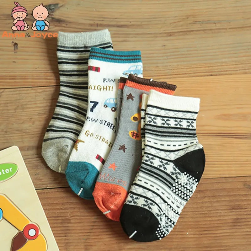 12 Pairs/Lot Cotton Baby 's Floor Socks Boys Girls Non-slip Boat Low Cut Sock with Rubber Grips 1-5Years
