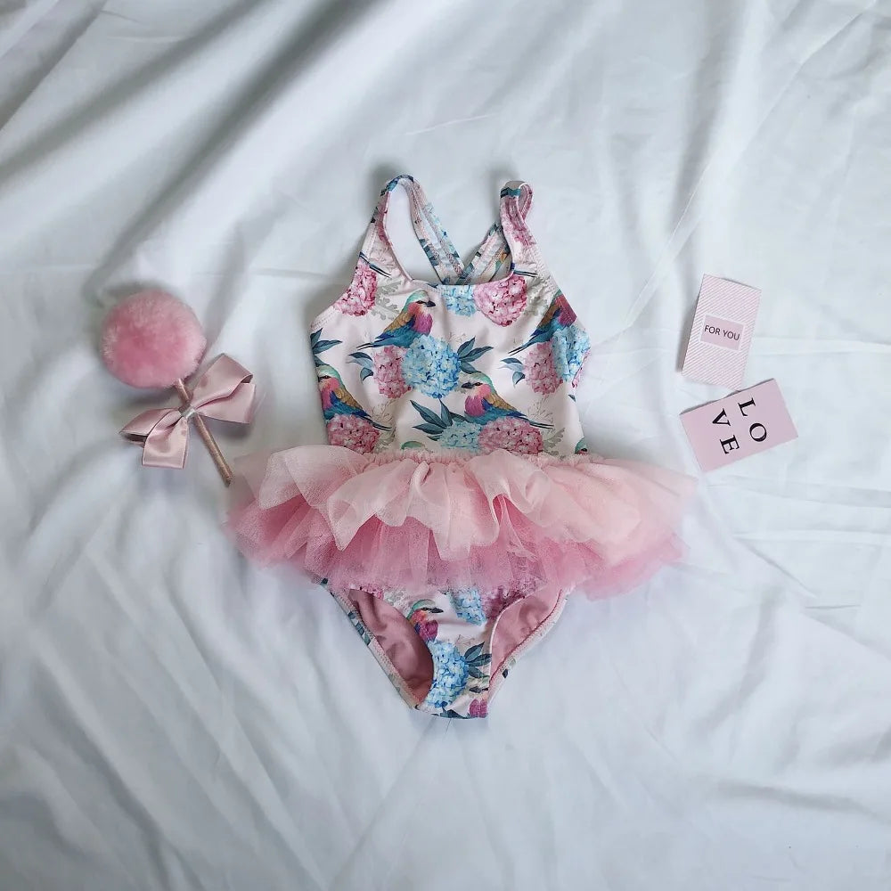 UPF 50+ Kids Swimwear Baby Girls Cartoon Tutu Swimsuit New Summer Sleeveless Beachwear Infant Clothes Bathing Suit Brand Sale
