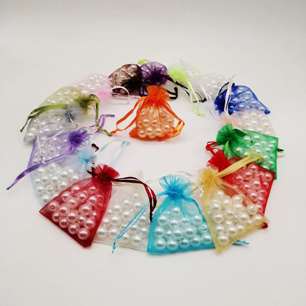 1000pcs 5x7 7x9 9x12 10x15 Small Organza Gift Bag For Jewelry Packaging Display Christmas Wedding Jewelry Storage Drawstring Bag