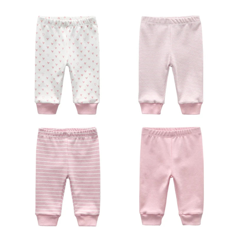 Newborn Solid 3/4PCS Baby Pants 100%Cotton Cartoon Soft Accessories Baby Boy Trousers Pants 0-24M Baby Girl Pants Four Seasons