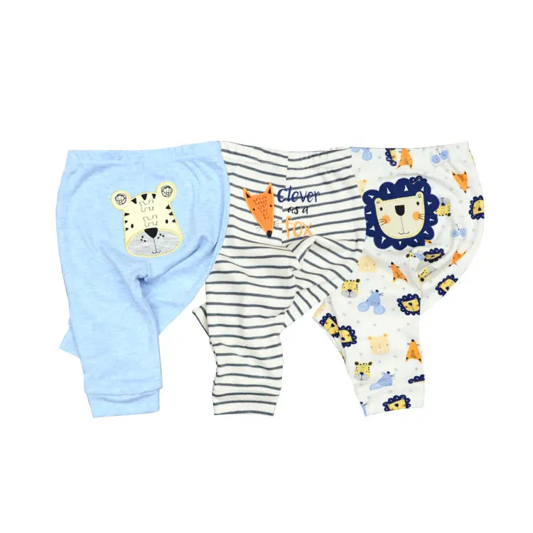 Solid Color 100%cotton Newborn Baby Pants 3/4Pieces Baby Girl Trousers 0-24M Soft Cartoon Print Baby Boy Pants Accessories