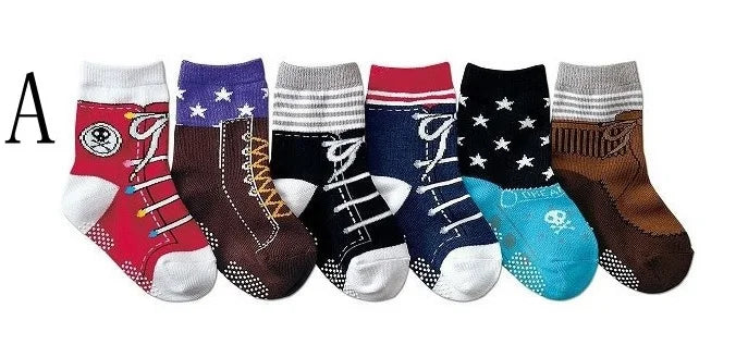 6Pairs Children Socks Baby Boys Shoes non-slip Floor Shoe Bebe Slippers casual cotton Child pantufa Short Socks