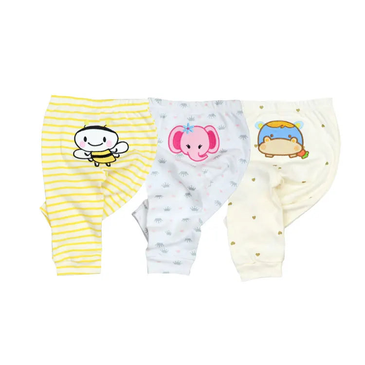 Newborn Solid 3/4PCS Baby Pants 100%Cotton Cartoon Soft Accessories Baby Boy Trousers Pants 0-24M Baby Girl Pants Four Seasons