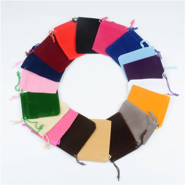 100Pcs 7x9cm 9x12cm Jewelry Packaging Display Drawstring Packing Gift Bags & Pouches Coloful Velvet Pouches