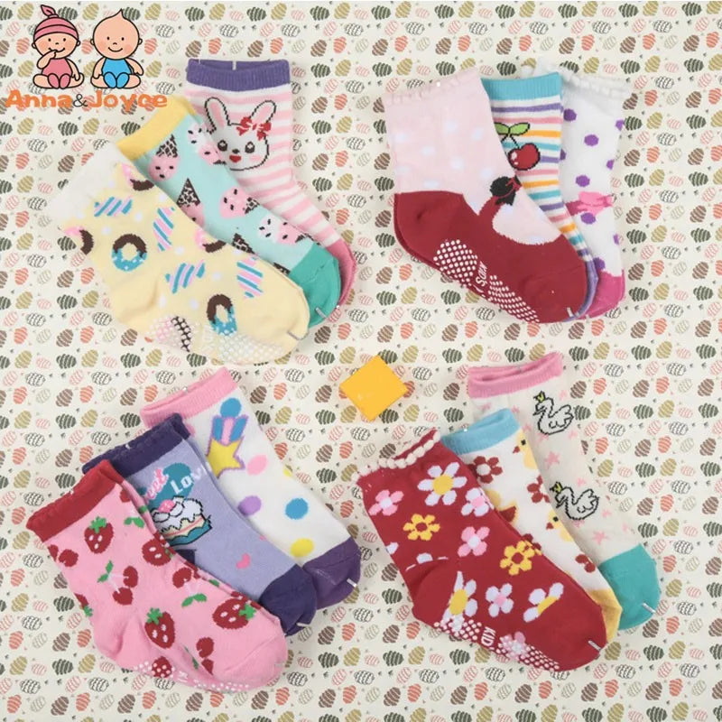 12 Pairs/Lot Cotton Baby 's Floor Socks Boys Girls Non-slip Boat Low Cut Sock with Rubber Grips 1-5Years