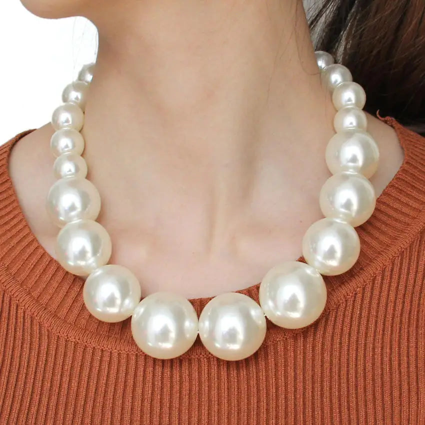UKEN Women Imitation Pearl Beads Chain Maxi Necklace Fashion Jewelry Statament Choker Necklace For Dress Accessories