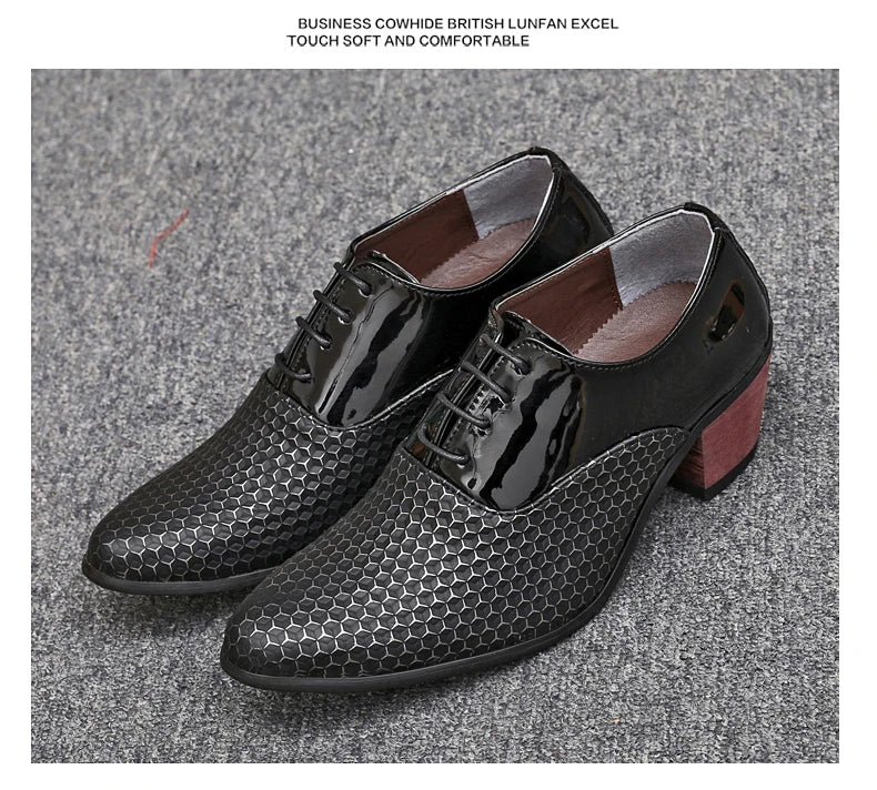 Man Dress High Heel Shoes Handmade Italian Style Party Wedding Men Shoes High Quality Leather Business Formal Elevator Shoes Men