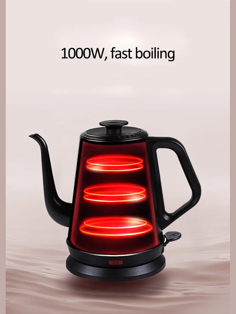 220V Electric Kettle Household Gooseneck TeaPot 1.0L Water Boiler Hand Brewing Coffee Pot Tea Maker 304 Stainless Steel Liner