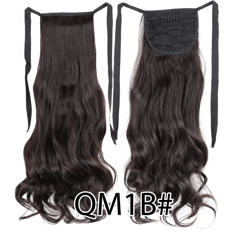 Synthetic Ponytail Long Straight Wrap Around Ponytail Hair Extension Heat-Reistant Fiber Pony Tail Fake Hairpieces For Women