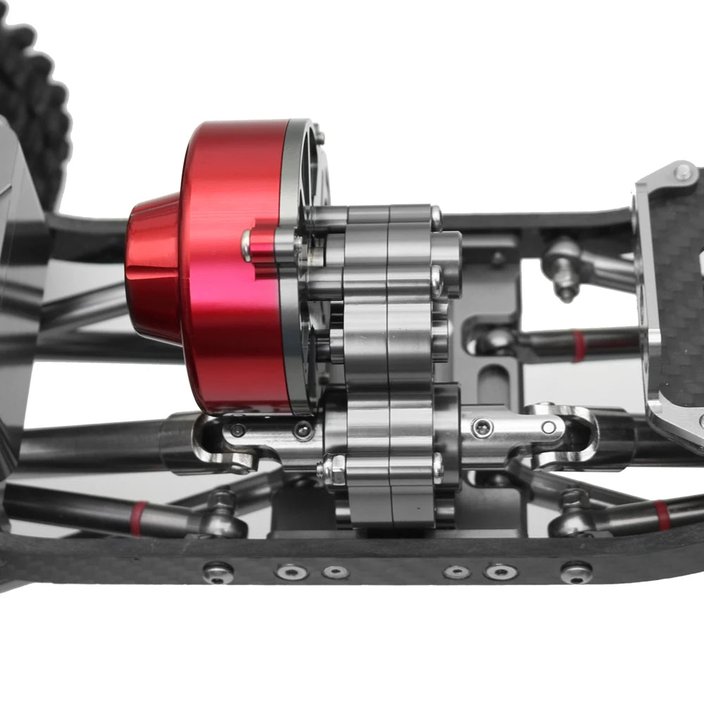 48P All Metal Transmission Gearbox with Motor Gear/Protective Cover for 1/10 RC Rock Crawler Axial SCX10 9028 90047  Truck