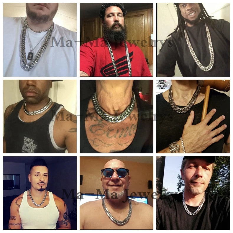 9/11/13/16/19/21mm Heavy Polished Stainless Steel Necklace Men Curb Cuban Link Chain Necklace Or Bracelet Choker Jewelry 7-40"