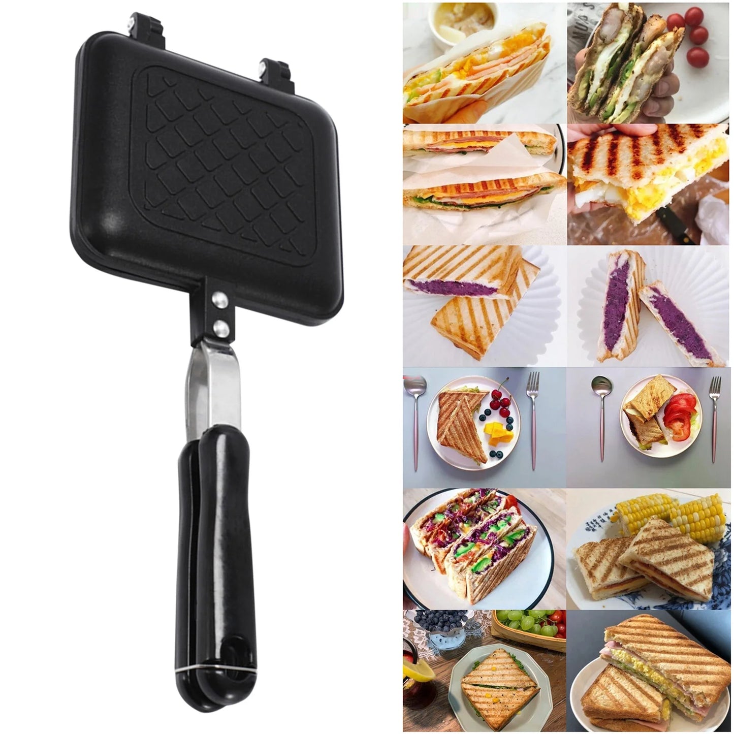 Gas Non-Stick Sandwich Maker Iron Bread Toast Breakfast Machine Waffle Pancake Baking Barbecue Oven Mold Mould Grill Frying Pan