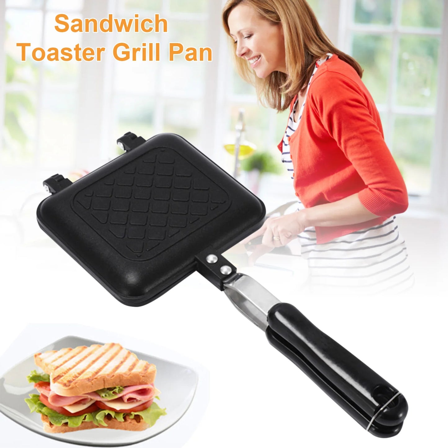 Gas Non-Stick Sandwich Maker Iron Bread Toast Breakfast Machine Waffle Pancake Baking Barbecue Oven Mold Mould Grill Frying Pan