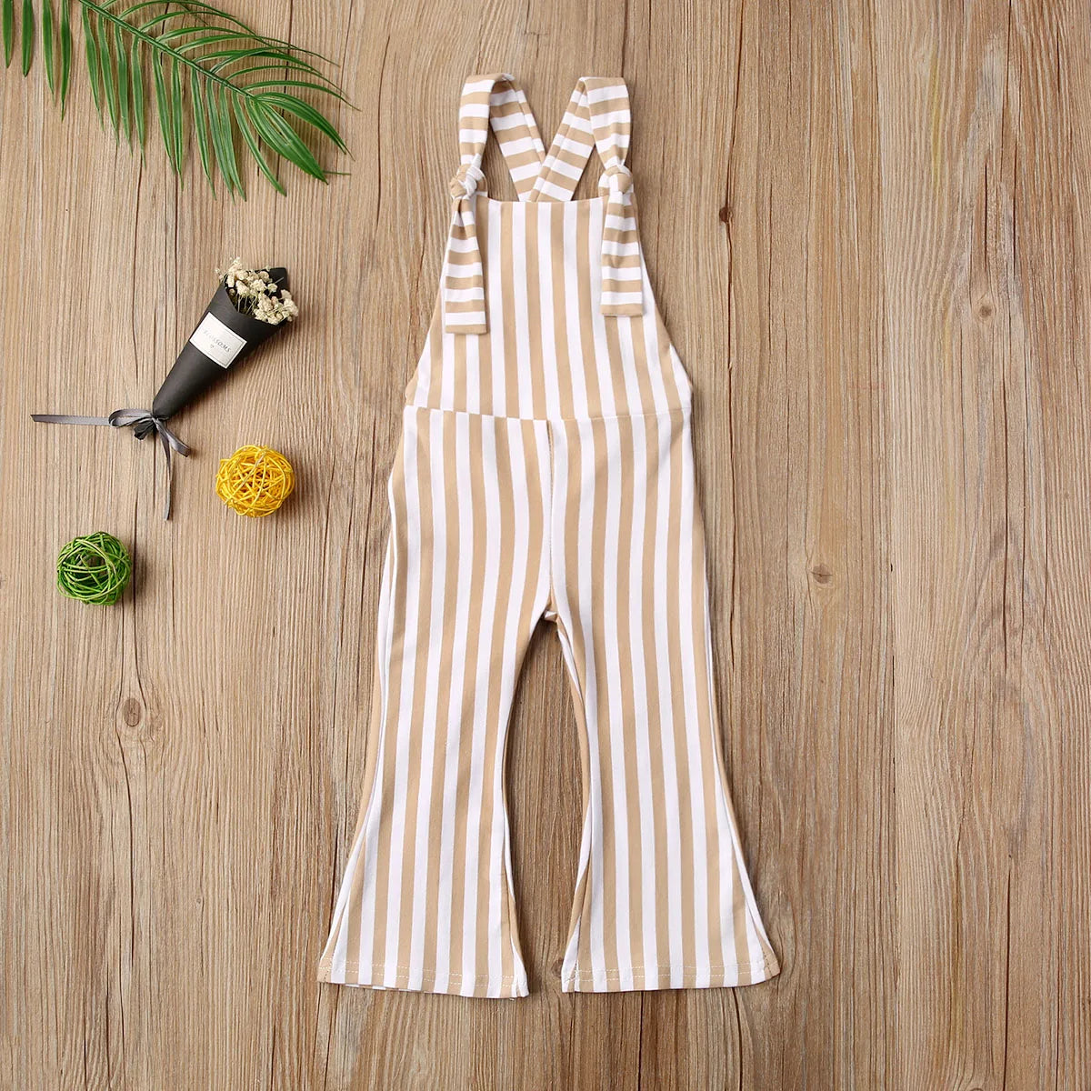 2025 New Toddler Kids Baby Girls Clothes Sleeveless Stripe Romper Jumpsuit Flare Long Pants Overalls Summer Fall Kids Clothing