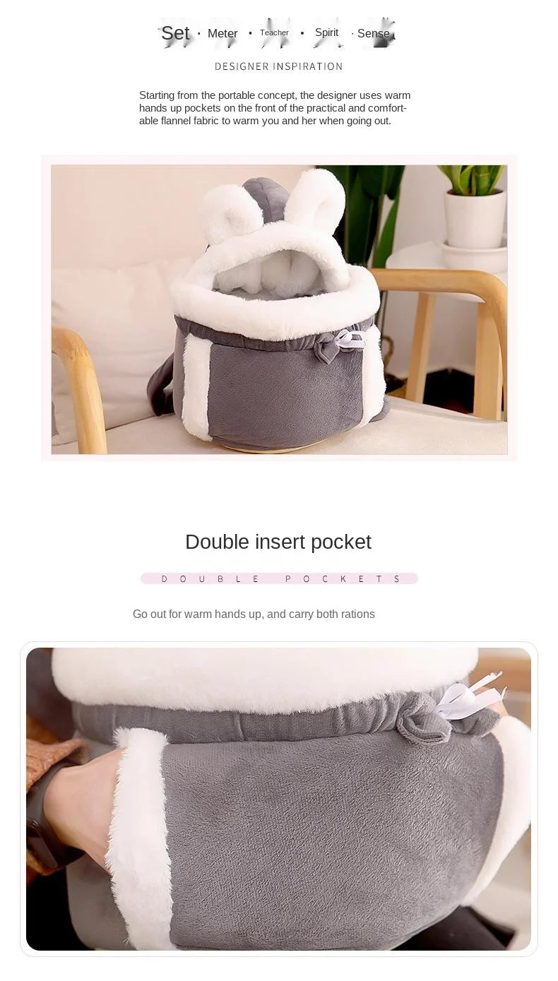 Lovely Pet Carrying Dog Cat Carrier Backpack Warn Plush Travel Bag Chest Pack Breathable Cat Animal Transport Backpack