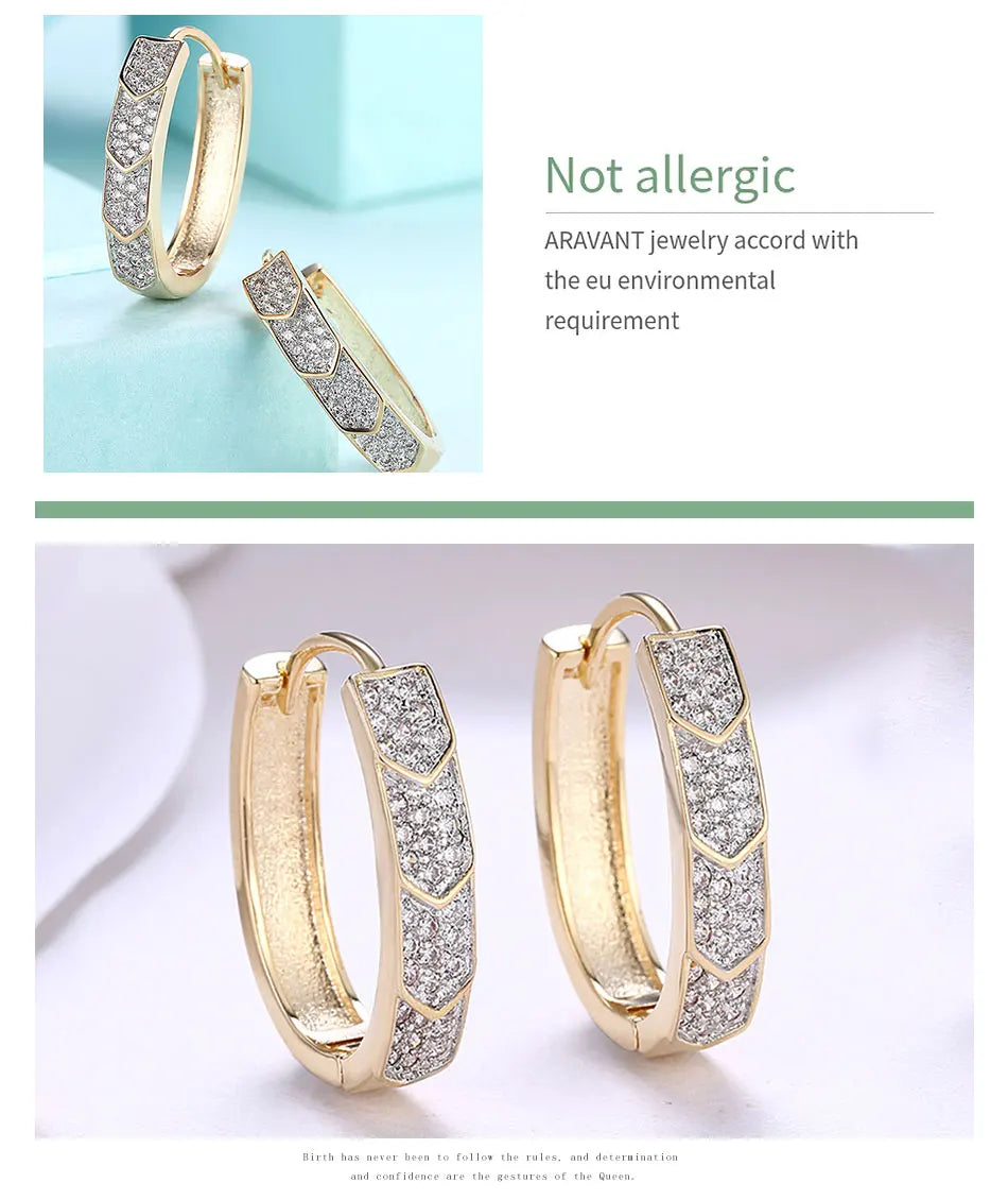 Aravant 925 Silver U Shaped 18K Gold Hoop Earrings For Women Fashion Jewelry
