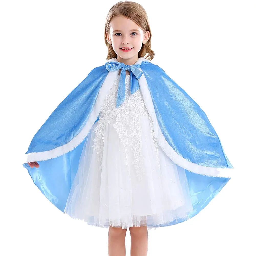 Princess Cloak with Hood Girls Cape Kid Toddler Costume Dress up for Halloween Christmas Carnival Cospaly
