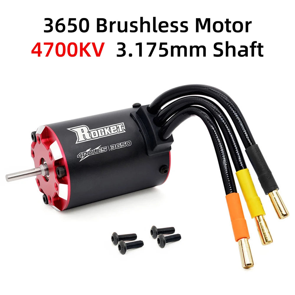 RC Motor Rocket 3650 Brushless Motor 5600KV 4700KV 4350KV 3250KV w/Temp Sensor for 1/8 1/10 RC Car