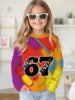 2025 Spring and Autumn Girls Korean Edition Loose Round Neck Long Sleeve T-shirt Top