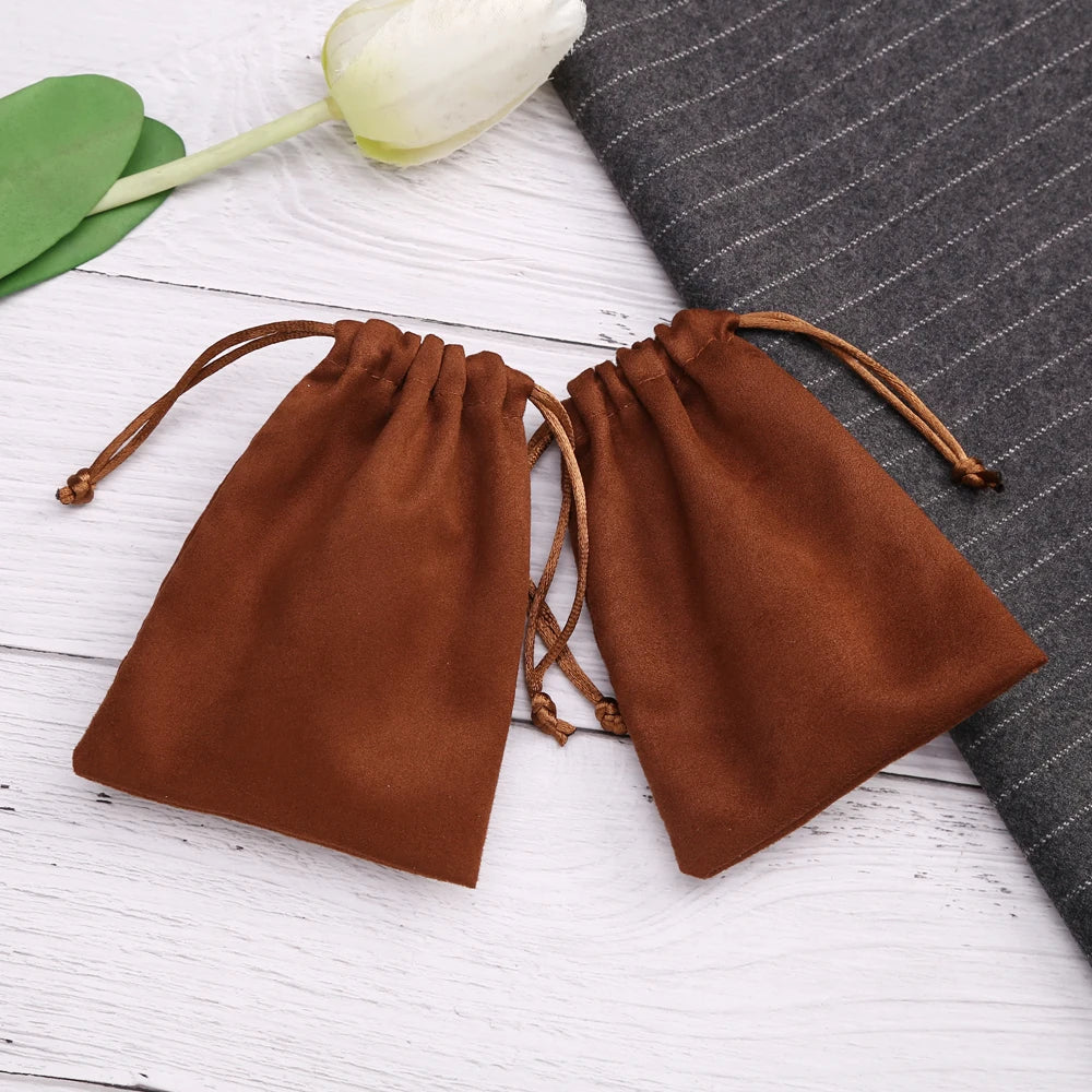 50pcs 7x9cm Light Blue Flannel Drawstring Packing Jewelry Packaging Display Luxury Velvet Suede Pouches Wedding Favors Gift Bags