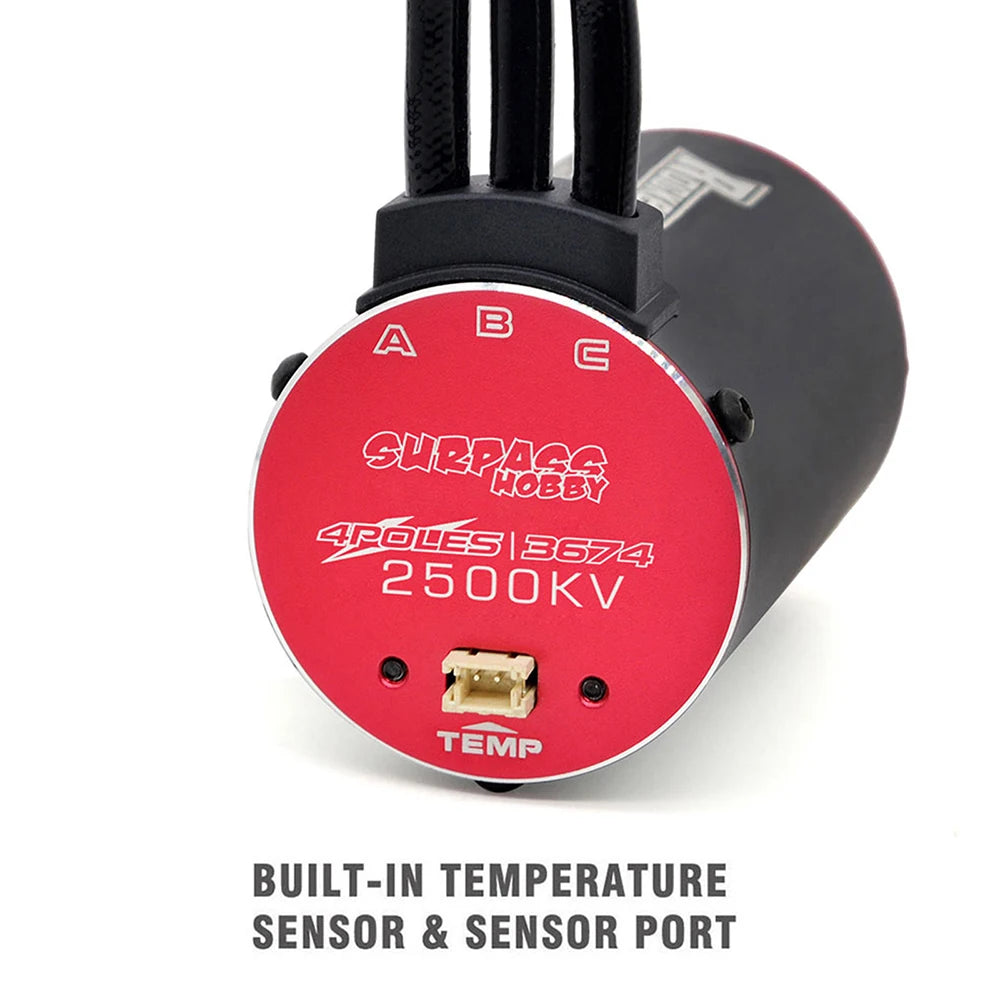 Rocket Motor 3674 Brushless Motor 2500KV 2150KV 2000KV 1650KV 1400KV w/Temp Sensor for 1/8 1/10 RC Car