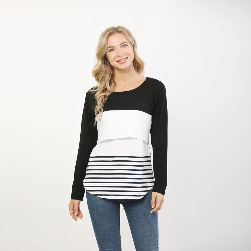 Pregnancy Maternity Clothes Autumn Long Sleeve Breastfeeding Tops For Pregnant Women Nursing Top Maternity T-shirt Freeshipping