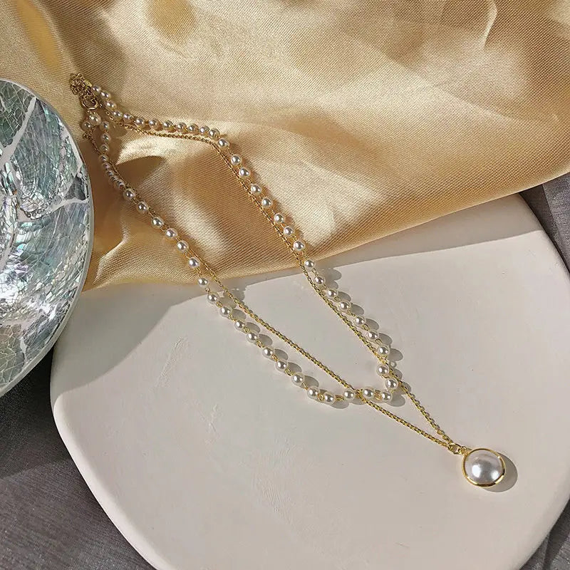 Elegant Big White Imitation Pearl Beads Choker Clavicle Chain Necklace For Women Wedding Jewelry Collar 2021 New