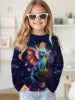 2025 Spring and Autumn Girls Korean Edition Loose Round Neck Long Sleeve T-shirt Top