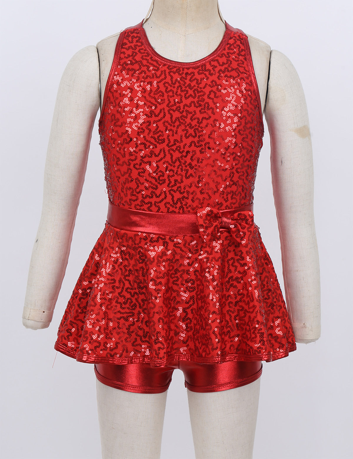 Kids Girls Shorty Unitard Sleeveless Sequin Rompers Leotard Bodysuit Performance Children Jazz Modern Dance Party Tap Costumes
