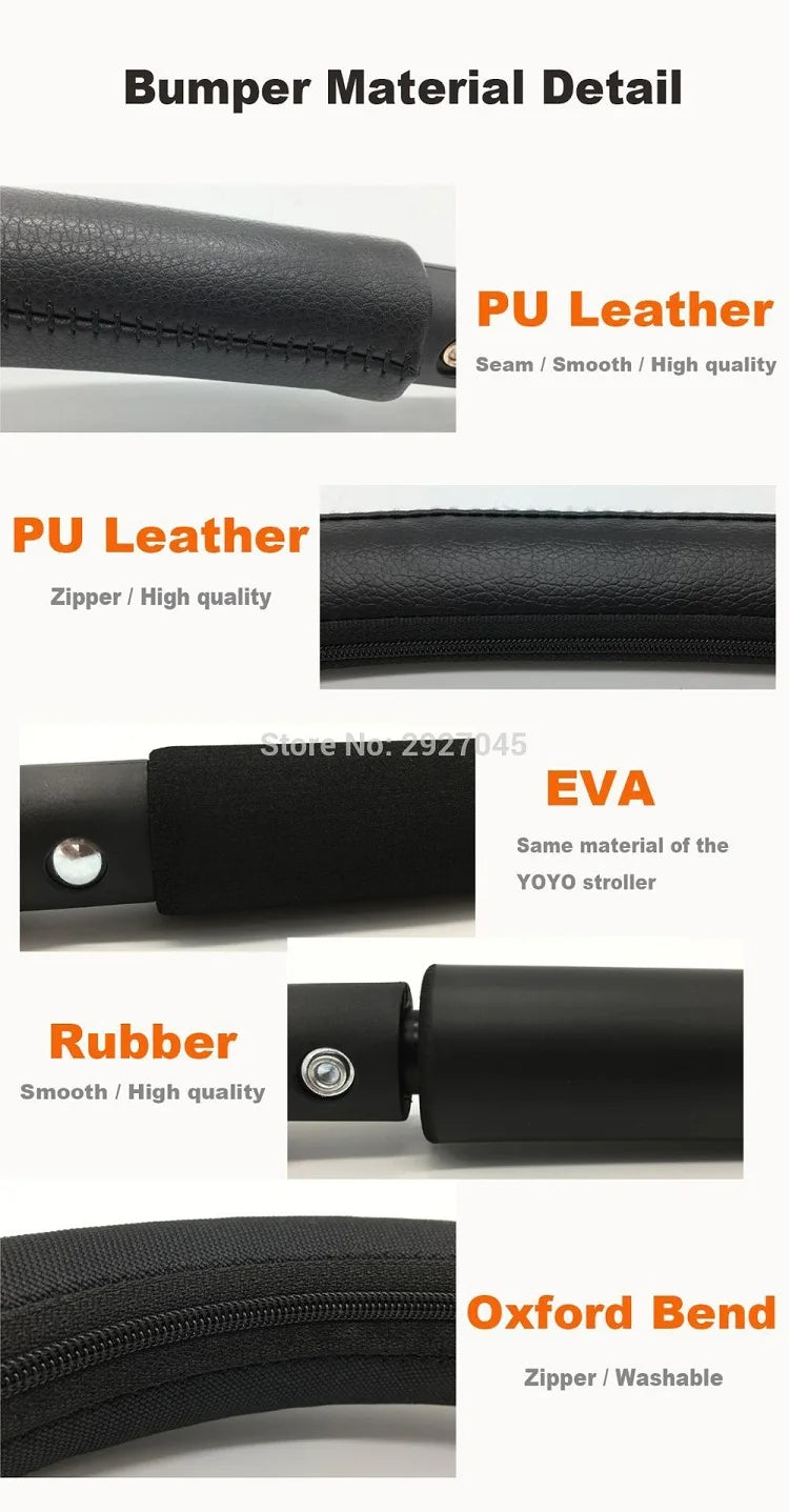 MomTan® Baby Stroller Accessories Armrest PU Leather Bumper Bar Handrail Extend Footboard Compatible with Babyzen YOYO 2 YOYO 3