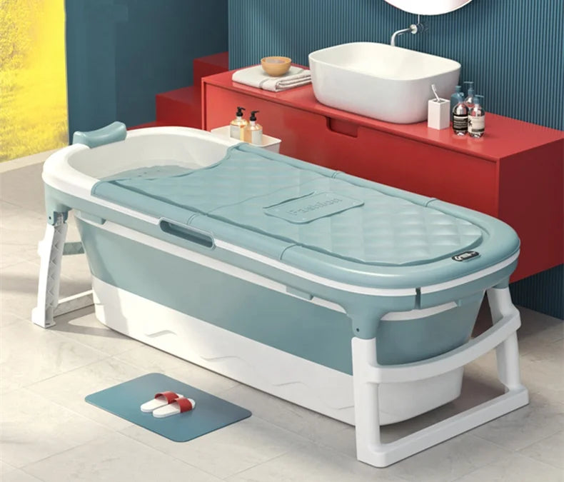 Newest OEM Large Food Grade PP Eco-Friendly Movable Portable Folding Bathtub Bucket with Lid for Adult Spa Use