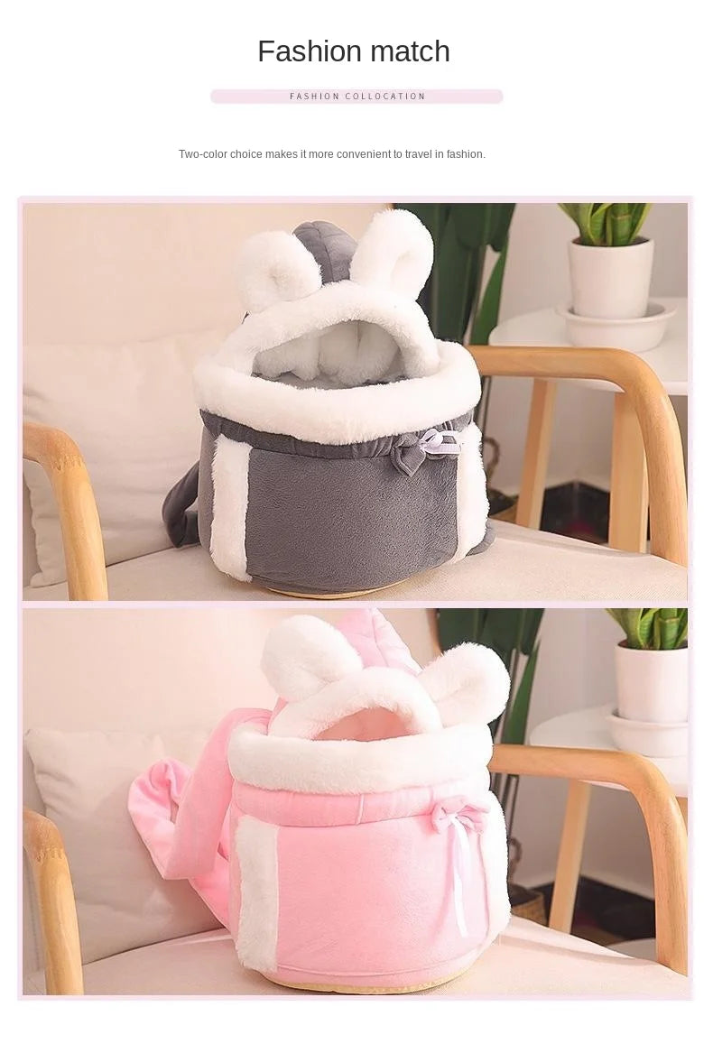 Lovely Pet Carrying Dog Cat Carrier Backpack Warn Plush Travel Bag Chest Pack Breathable Cat Animal Transport Backpack
