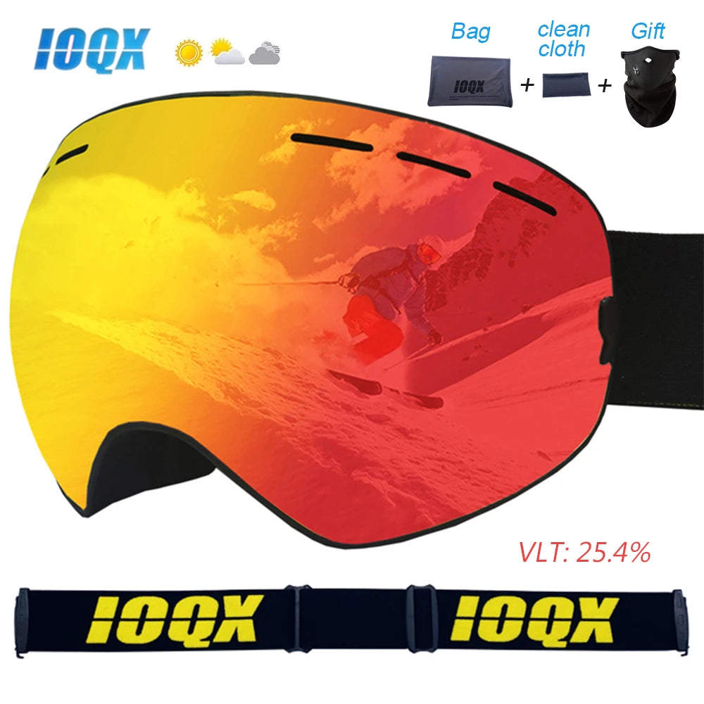Snowmobile Ski Goggles Double Layers UV400 Anti fog Big Ski Glasses Skiing Snow Men Women Snowboard Goggles