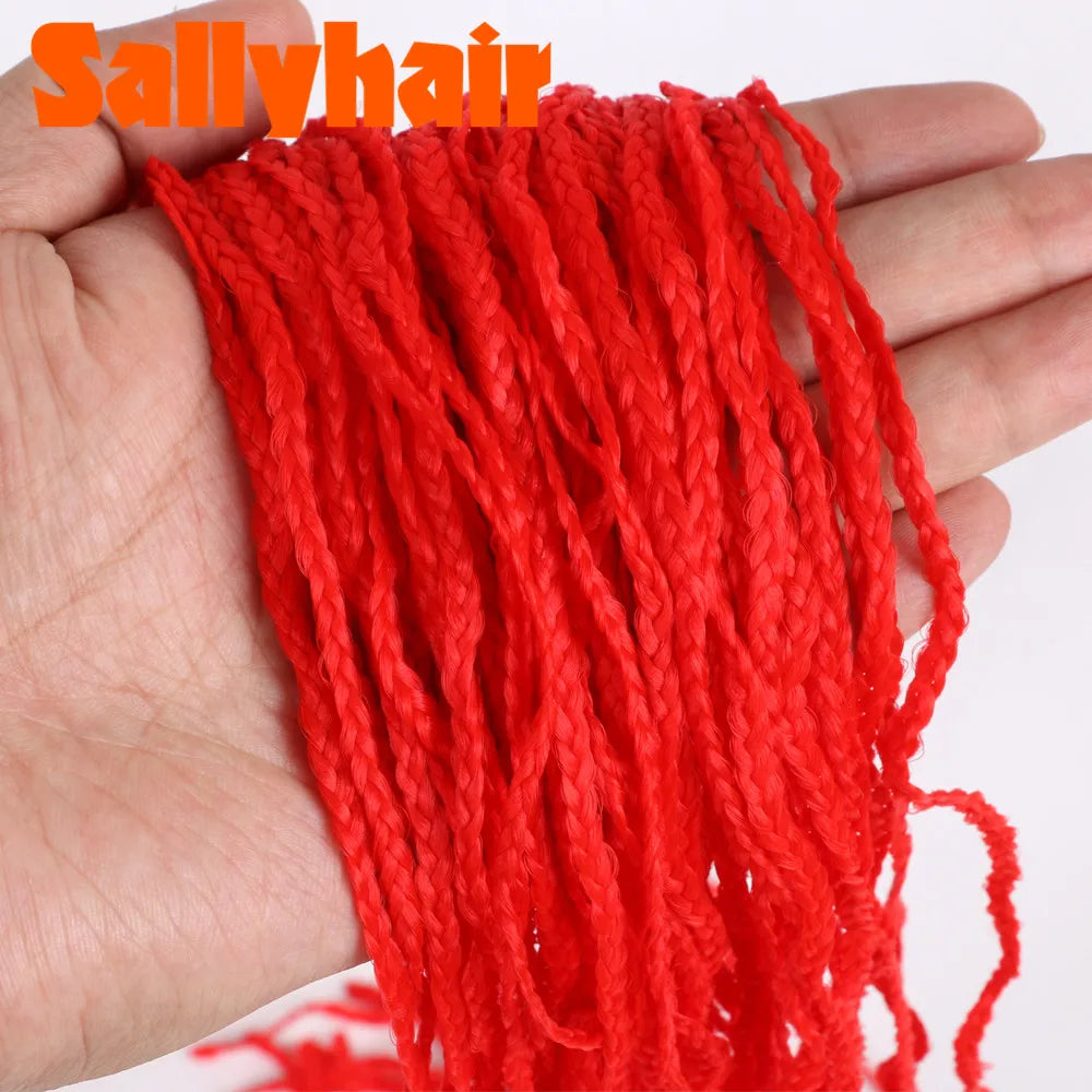 Sallyhair Synthetic Braids Thin Box Braids Crochet Braiding Hair Colorful Zizi Braids Extensions Grey Pink Black Brown Hair