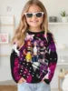 2025 Spring and Autumn Girls Korean Edition Loose Round Neck Long Sleeve T-shirt Top