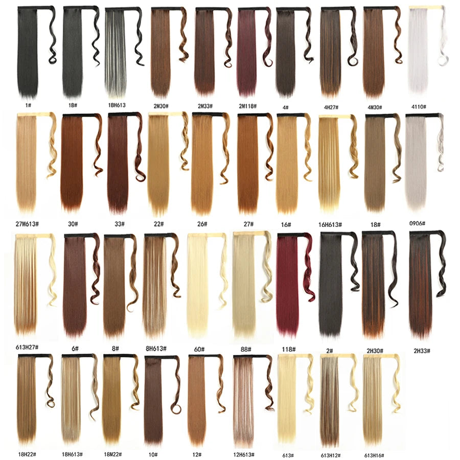 Synthetic Ponytail Long Straight Wrap Around Ponytail Hair Extension Heat-Reistant Fiber Pony Tail Fake Hairpieces For Women