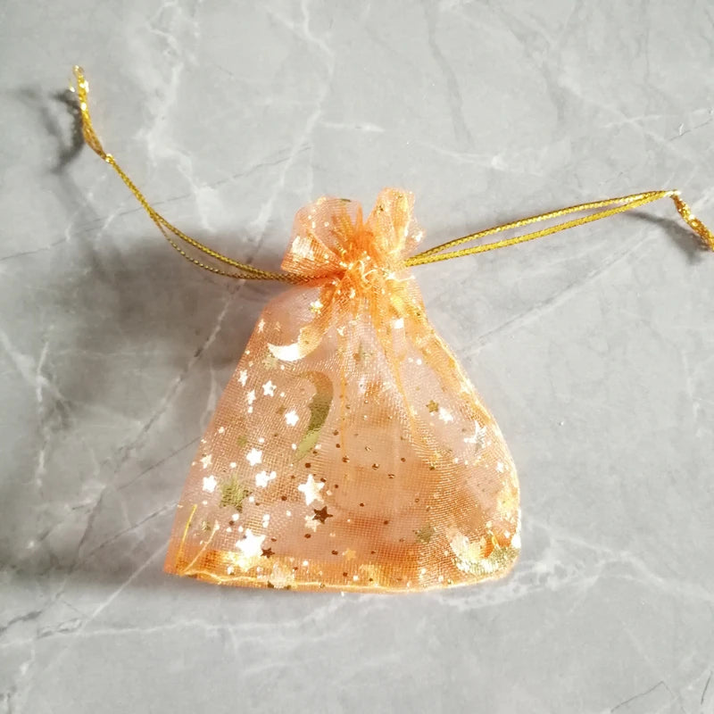 500pcs Star Moon Organza Gift Bags Small Bag for Jewelry Pouch Mini Sachet Drawstring Storage Bag Jewelry Packaging Display Bags