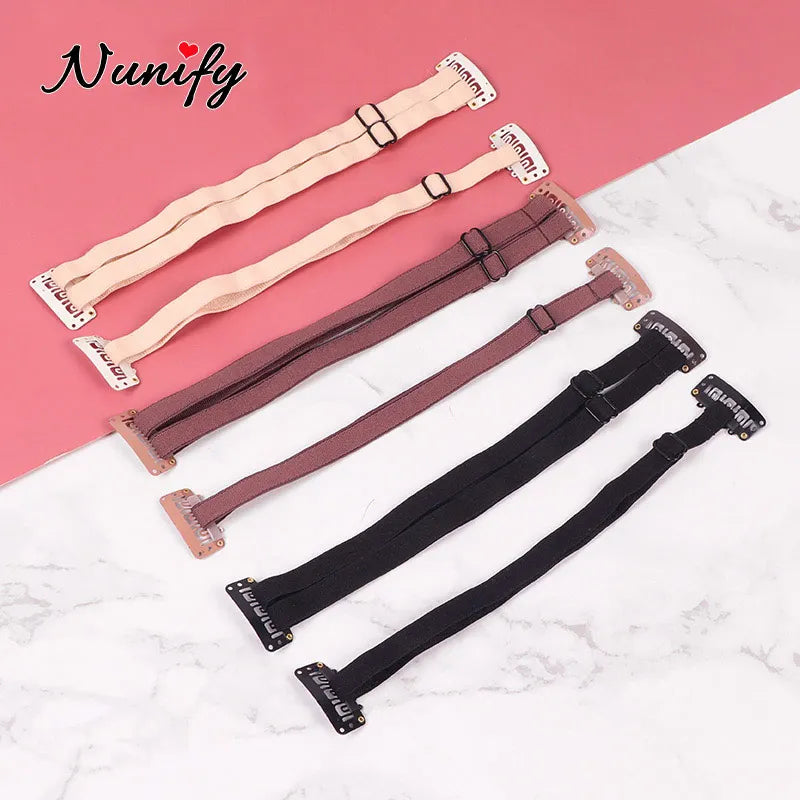 Black Blonde Lifed Eyes Band With Clips Adjustable Long Size Elastic Band For Hair Clip Stretch Straps Rubber Band With Clip