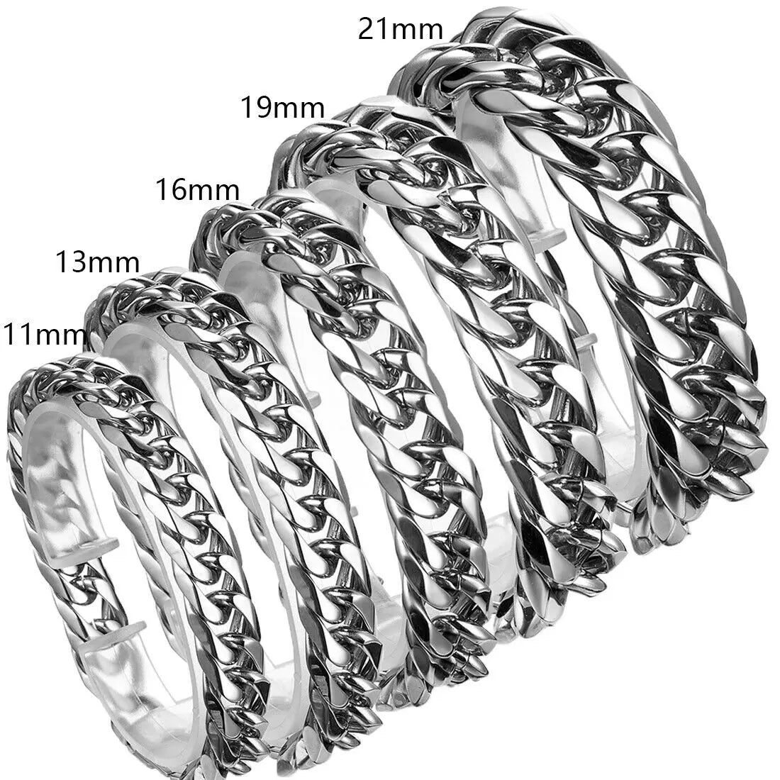 9/11/13/16/19/21mm Heavy Polished Stainless Steel Necklace Men Curb Cuban Link Chain Necklace Or Bracelet Choker Jewelry 7-40"