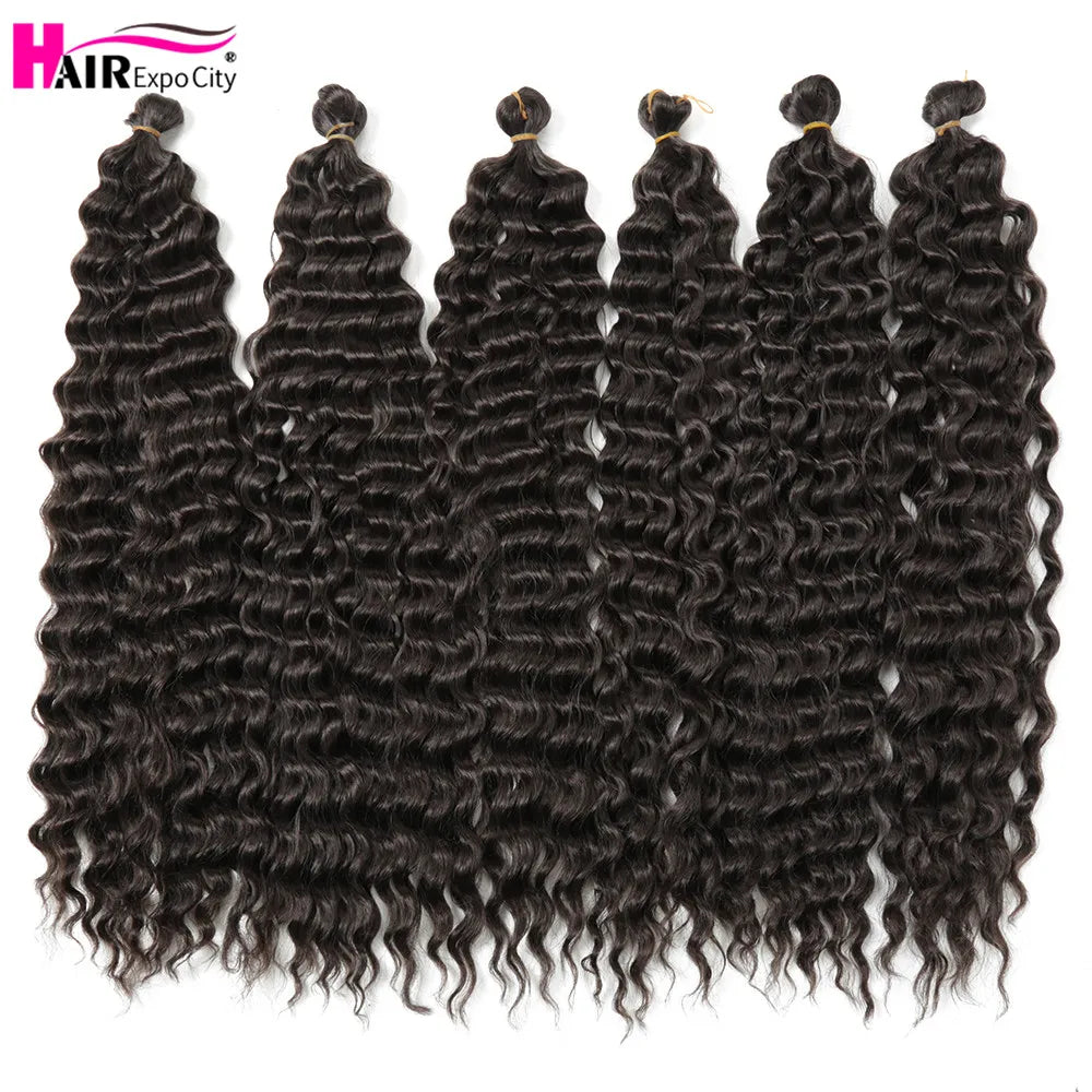 22-28 Inch Deep Wave Twist Crochet Hair Natural Synthetic Braid Hair Afro Curls Ombre Braiding Hair Extensions Hair Expo City