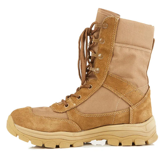 New Men's Suede Leather Desert Boots Combat Tactical Ankle Boots Lace-Up Closure Mesh Lining for Summer Winter Rubber Outsole