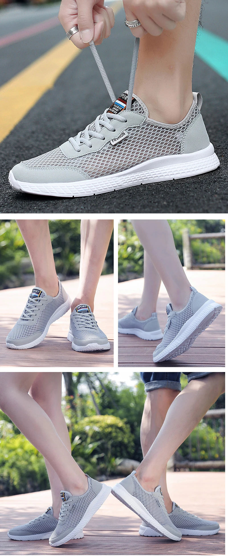 2021 men's summer new  casual shoes woman lightweight large size outdoor sports  shoes Beach shoes couple  mesh 48 yards 47 gray