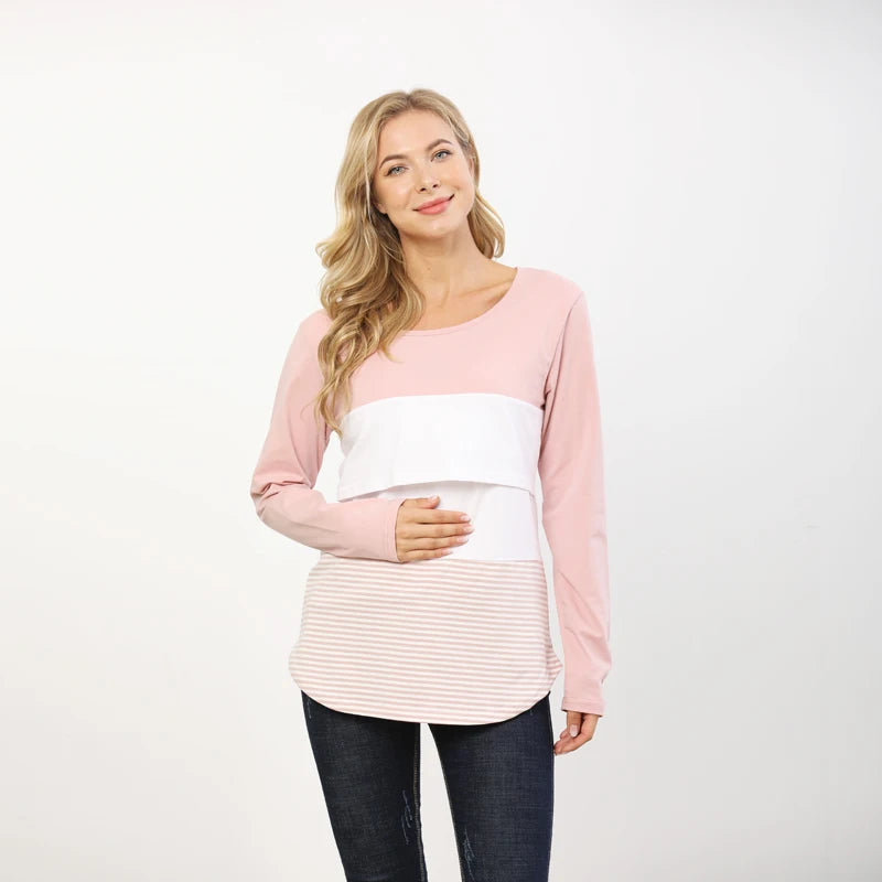 Pregnancy Maternity Clothes Autumn Long Sleeve Breastfeeding Tops For Pregnant Women Nursing Top Maternity T-shirt Freeshipping