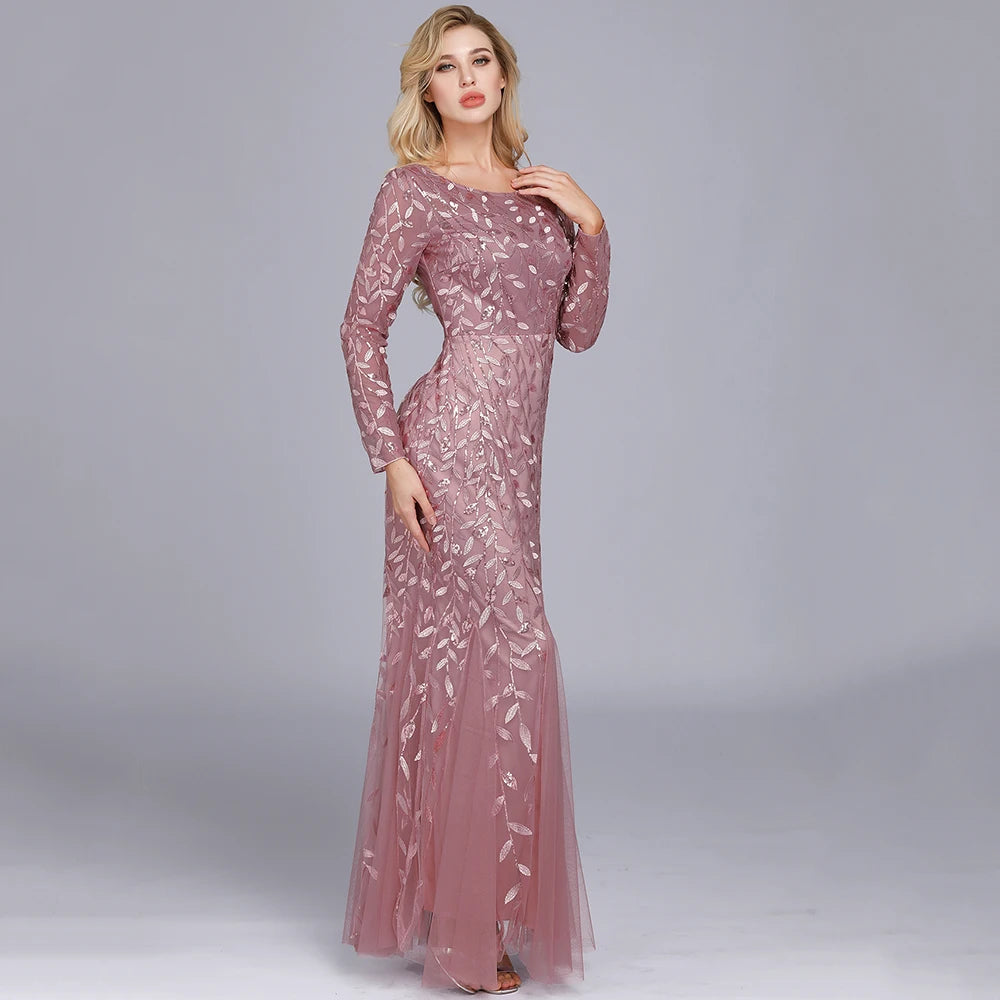Sexy vintage Maxi Sequin cocktail Dress bridesmaid Prom Dresses for Women Casual Party Long sleeve club Bodycon Dress vestidos