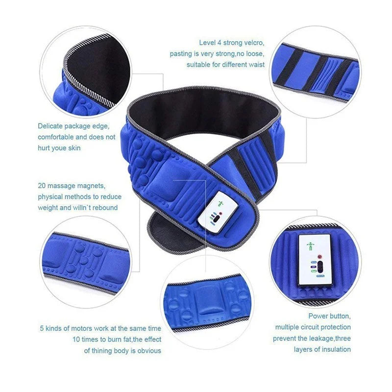 Electric Vibration Massage Slimming Fit Toning Belt Body Massager Muscle Stimulator 5 Motors Weight Loss For Waist Arm Leg